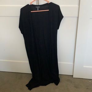 Long black short sleeve cardigan